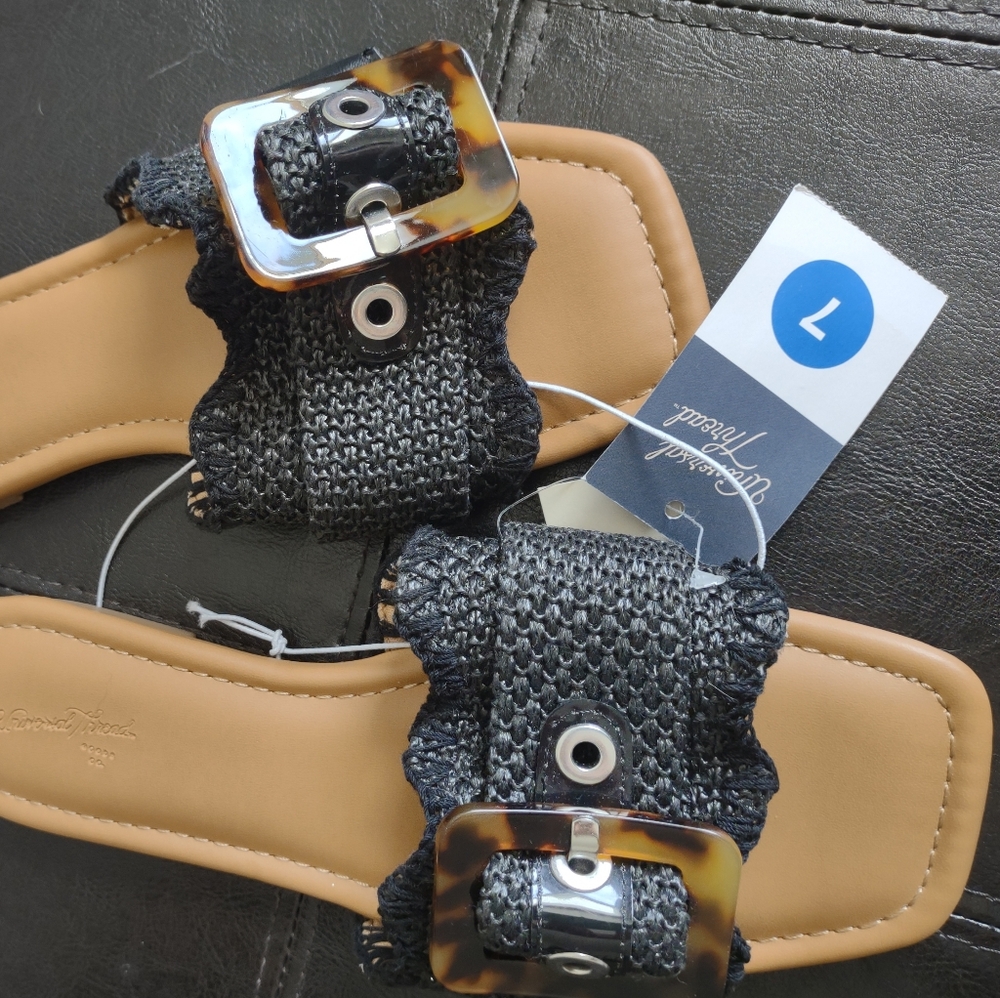 Universal Thread Chrissy Slides - Black Woven Strap & Tortoise Buckle - 7 - Picture 9 of 9